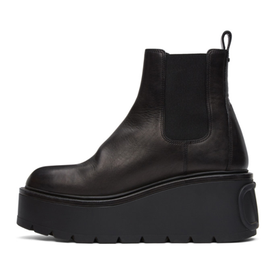 Shop Valentino Leather Vlogo Uniqueform Platform Boots In 0no Black