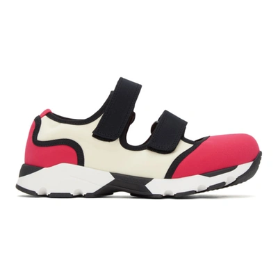 Shop Marni Pink & White Strappy Sneakers In Zn056 Rasp