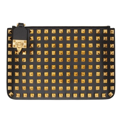 Shop Valentino Rockstud All Over Flat Small Pouch In 0no Black