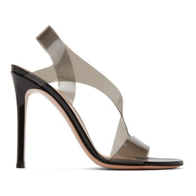 Shop Gianvito Rossi Black Metropolis 105 Heeled Sandals In Fume'+black