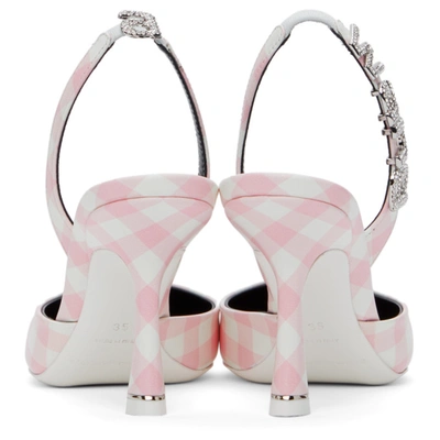 Shop Alexander Wang Pink & White Gingham Grace Slingback Heels In 682 Cradle Pink