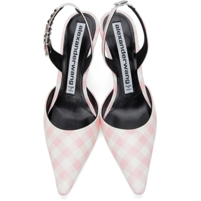 Shop Alexander Wang Pink & White Gingham Grace Slingback Heels In 682 Cradle Pink