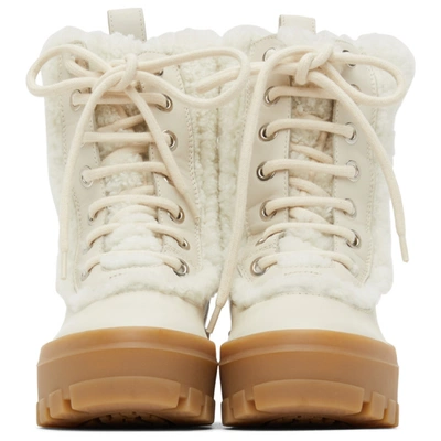 Shop Mackage White Shearling Hero Boots In Cream