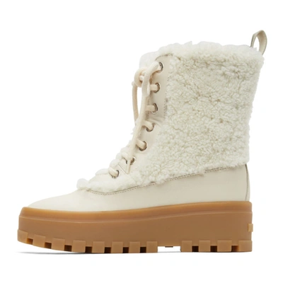 Shop Mackage White Shearling Hero Boots In Cream