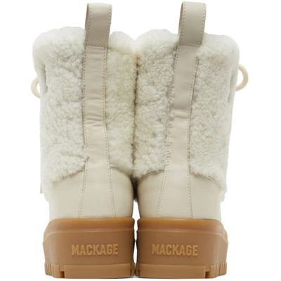 Shop Mackage White Shearling Hero Boots In Cream