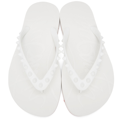 Shop Christian Louboutin White Loubi Flip Thong Sandals In Wh01 White