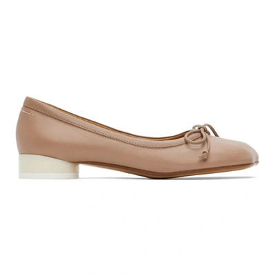 Shop Mm6 Maison Margiela Pink Leather Ballerina Flats In T4114 Tusca