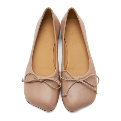 Shop Mm6 Maison Margiela Pink Leather Ballerina Flats In T4114 Tusca