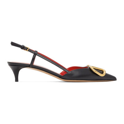 Shop Valentino Black Vlogo Signature Slingback Pumps In 0no Black