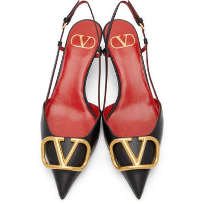 Shop Valentino Black Vlogo Signature Slingback Pumps In 0no Black