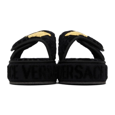 Shop Versace Black Jacquard Logo Medusa Sandals In Z4800 Nero
