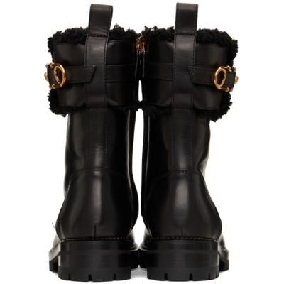 Shop Versace Black Medusa Pin Combat Boots In Kvo41 Black Gold
