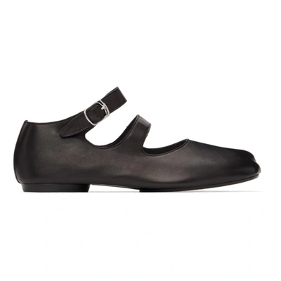 Shop Maison Margiela Black Tabi Buckle Ballerina Flats In T8013 Black