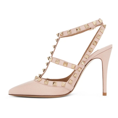 Shop Valentino Pink Rockstud Cage Heels In 16q Rsquartz