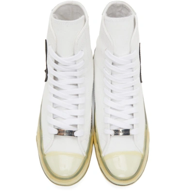 Shop Palm Angels White Vulcanized Palm Sneakers In White Black