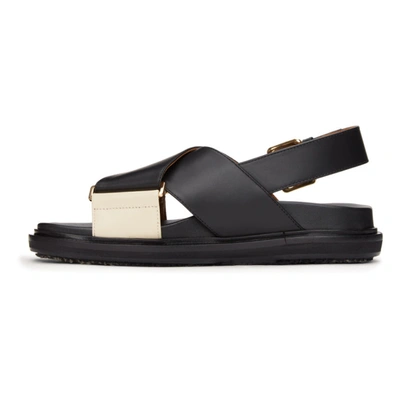 Shop Marni Black & Off-white Fussbett Sandals In Zm102 Blk S