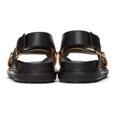 Shop Marni Black & Off-white Fussbett Sandals In Zm102 Blk S
