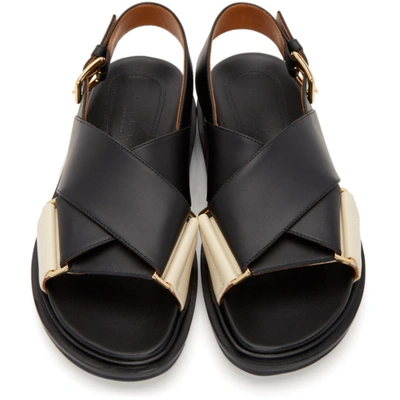 Shop Marni Black & Off-white Fussbett Sandals In Zm102 Blk S