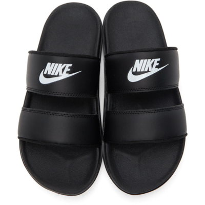 Shop Nike Black Offcourt Duo Slides In Black/white-black