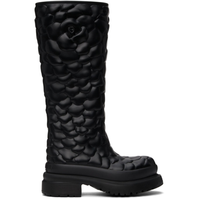 Shop Valentino Black Atelier 03 Rose Edition Tall Boots In 0no Black