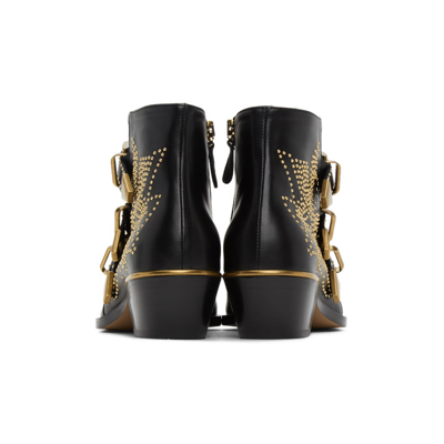 Shop Chloé Black & Gold Susanna Boots In 0zy Black