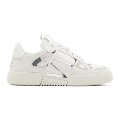 Shop Valentino White 'vltn' Band Low Sneakers In 0n8 White/s