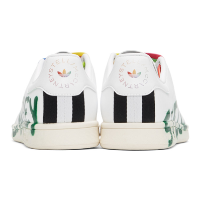 Shop Stella Mccartney White & Green Ed Curtis Edition Stan Smith Low Sneakers In K096 Green