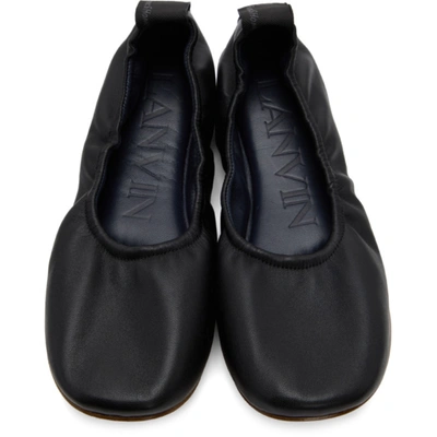 Shop Lanvin Black Nappa Leather Ballerina Flats In 10 Black