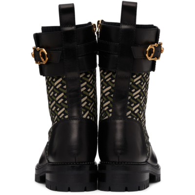 Shop Versace Black Safety Pin Boots In 5b15v Black/kaki