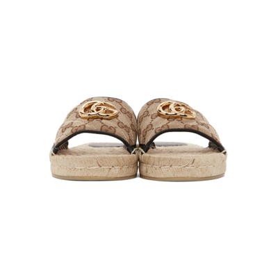 Shop Gucci Beige Canvas Gg Espadrille Sandals In 9765 Beige Ebony/ner