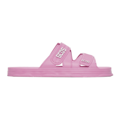 Shop Gcds Pink Rubber Slider Sandals In 06 Pink