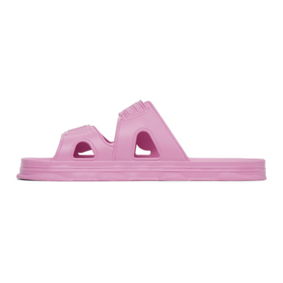 Shop Gcds Pink Rubber Slider Sandals In 06 Pink