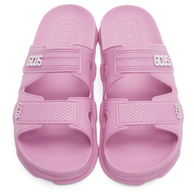 Shop Gcds Pink Rubber Slider Sandals In 06 Pink