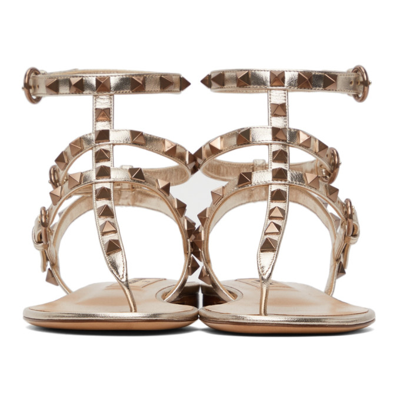 Shop Valentino Rockstud Double Thong Sandals In S69 Skin
