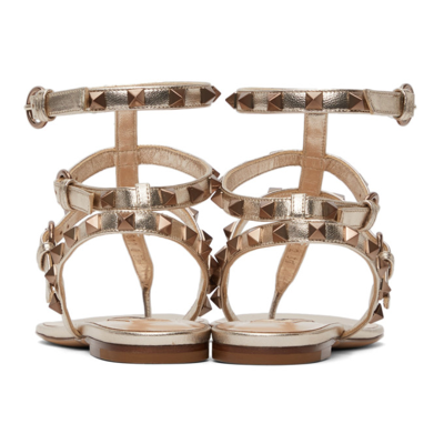 Shop Valentino Rockstud Double Thong Sandals In S69 Skin