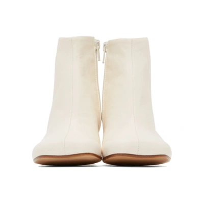 Shop Mm6 Maison Margiela Off-white Low Heel Ankle Boots In T1003 White