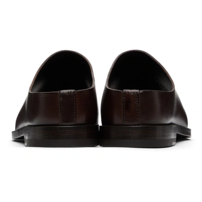 Shop Lemaire Brown Leather Flat Mules In 481 Midnight Brown