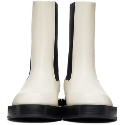 Shop Givenchy Off-white Leather Squared Ankle Boots In 105 Ivory