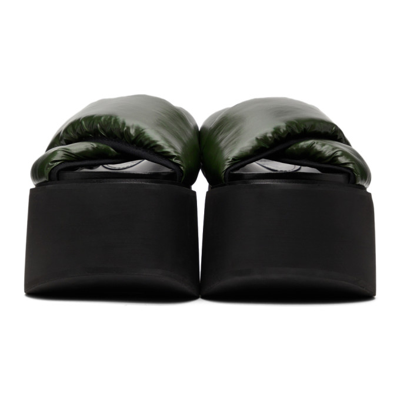 Shop Marni Khaki Padded Nylon Platform Cross Sandals In 00v99 Forest Night