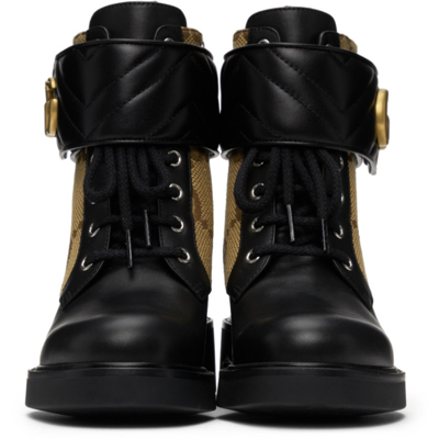 Shop Gucci Black Marmont Double G Boots In 1284 Black/ca.ebony/