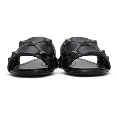 Shop Valentino Black Roman Stud Sandals In 0no Black