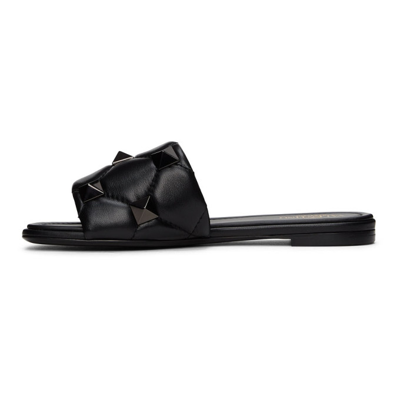 Shop Valentino Black Roman Stud Sandals In 0no Black