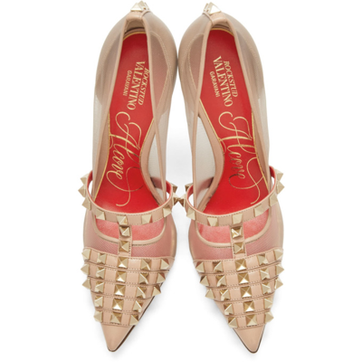 Shop Valentino Pink 120mm Alcove Heels In E51 Cinnamon/carne