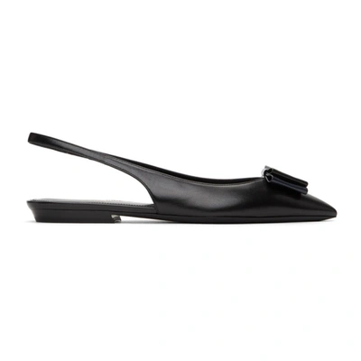 Shop Saint Laurent Black Anaïs Slingback Flats In 1299 Black/navy