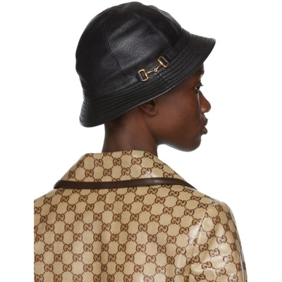 Gucci Horsebit-detail Leather Bucket Hat In Black | ModeSens