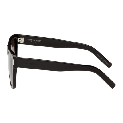 Shop Saint Laurent Black Sl 424 Rectangular Sunglasses In 001 Black
