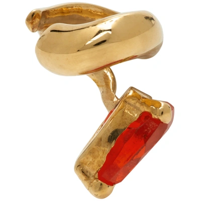Shop Alan Crocetti Gold Orange Nano Fire Alien Left Ear Cuff In Gold Vermeil