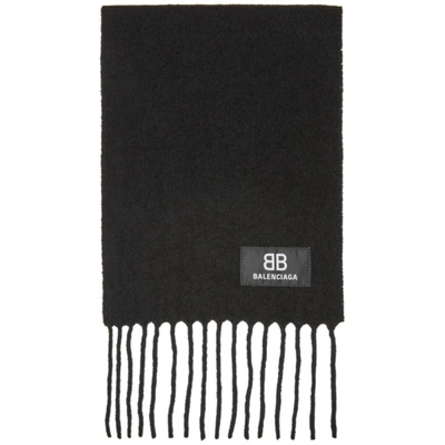 guitar Samlet status Balenciaga Fringed Wool-blend Scarf In Black | ModeSens