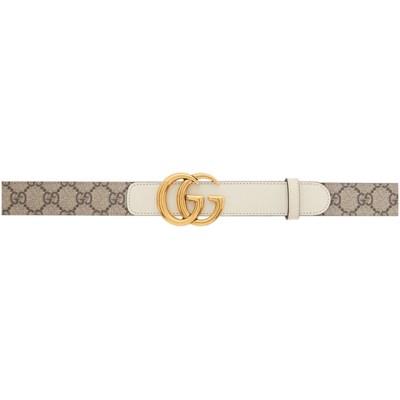 Shop Gucci Brown Gg Supreme Marmont Belt In 9761 B.ebony/m.white