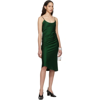 Shop Christopher Esber Green Tie Back Bias Slip Dress In Leaf